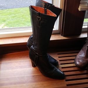 J. Crew black Italian leather high heel boots